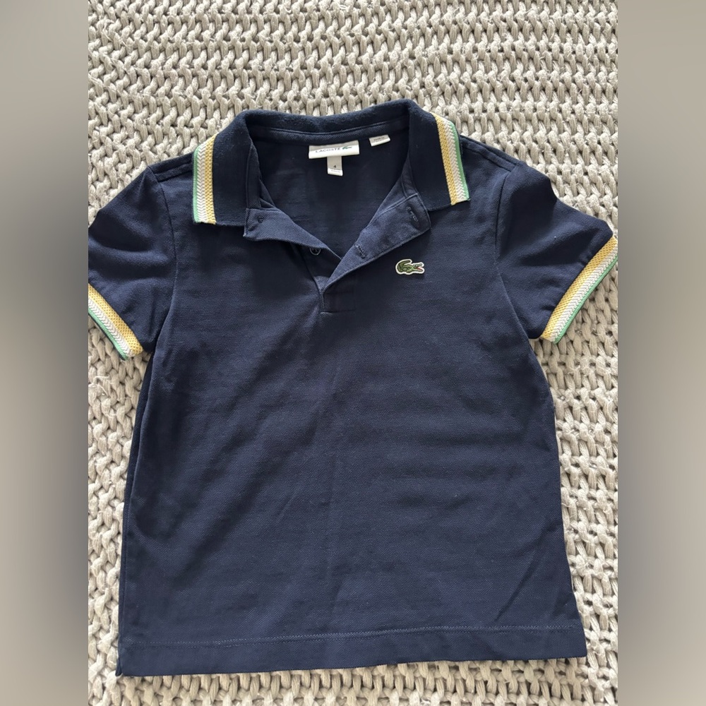 Lacoste / Janie and jack Kids Polo Shirt Trio - Navy, Gray, Light Green - Picture 4 of 7